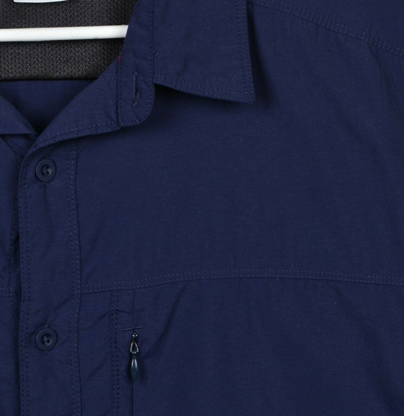The North Face Men's XL Vented Navy Blue Nylon Long Sleeve Hiking Fishing Shirt