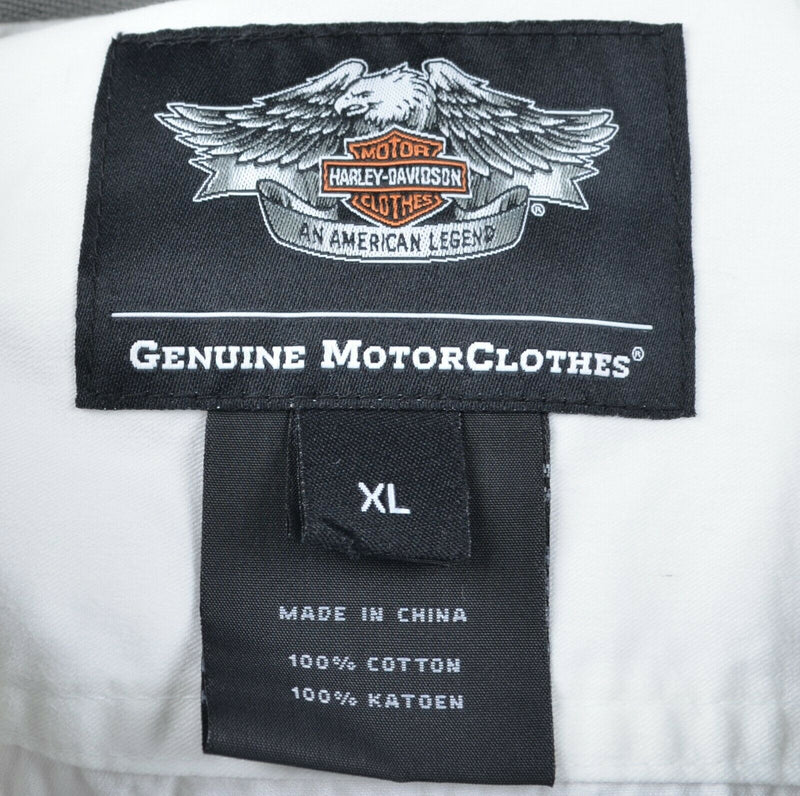 Harley-Davidson Men's Sz XL White Striped Cut-Off Biker Vest