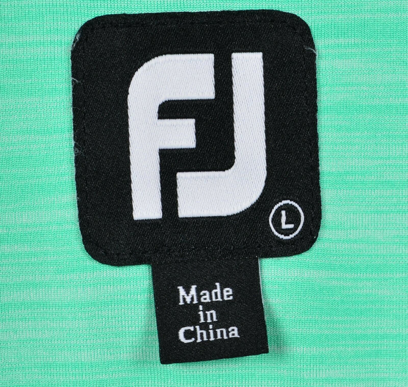 FootJoy Men's Large Heather Green FJ Golf Wicking Performance Polo Shirt