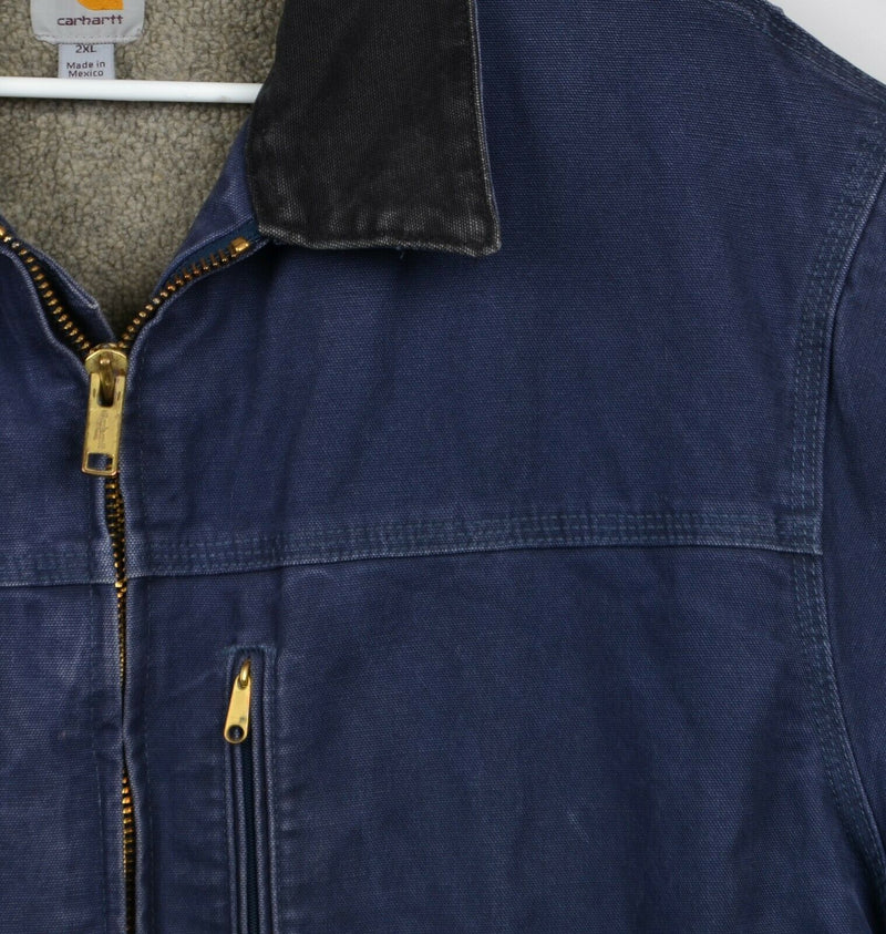 Carhartt Men's Sz 2XL Sherpa Lined Full Zip Blue Sandstone Workwear Jacket C61