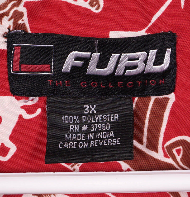 FUBU Men's 3XL Centaur Horse Red Graphic Print Polyester Hawaiian 90s Camp Shirt