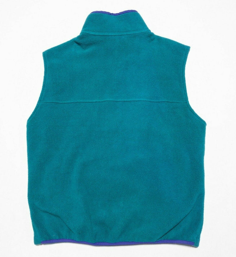 L.L. Bean Vintage 90s Fleece Vest Full Zip Teal Blue Script Logo USA Men's Large