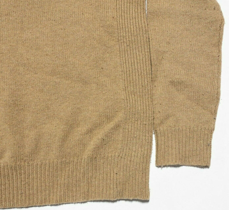 Polo Ralph Lauren Men's Small 100% Lambswool Tan 1/4 Zip Pullover Knit Sweater