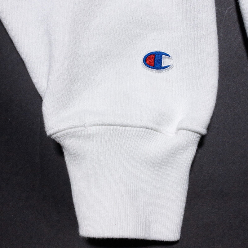 Champion Reverse Weave Sweatshirt Men's 2XL White Logo Crew Neck Pullover Heavy