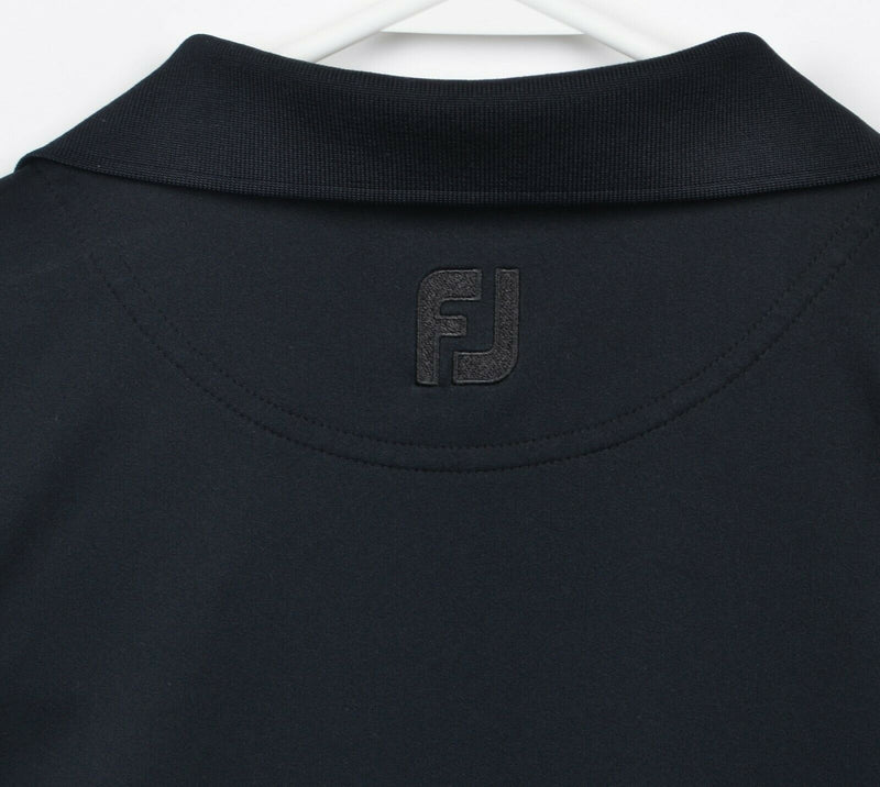 FootJoy Men's Large Solid Black FJ Golf Wicking Polyester Long Sleeve Polo Shirt