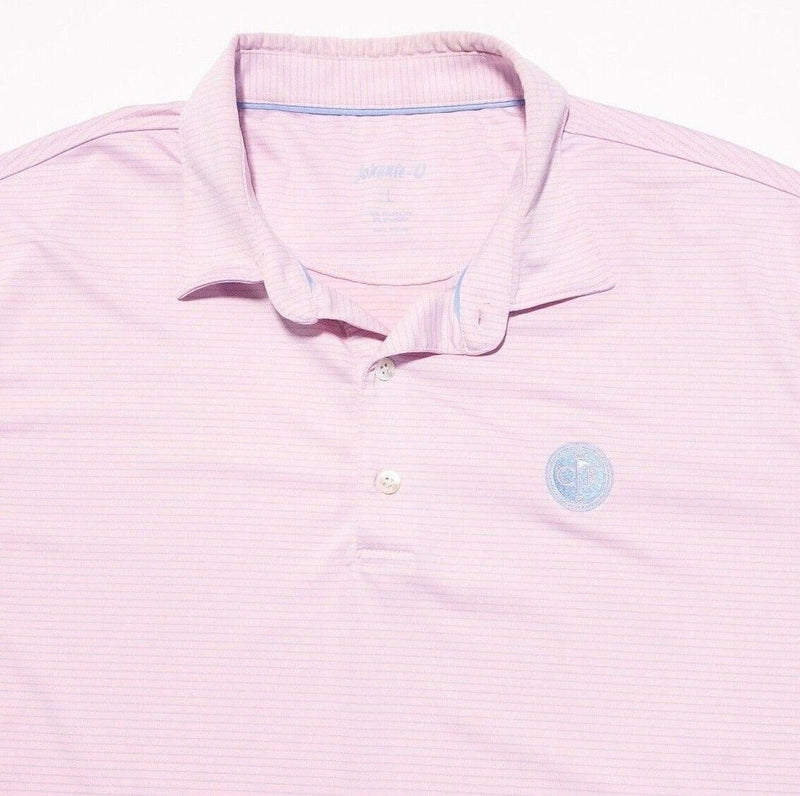 johnnie-O Prep-Formance Large Men's Polo Pink Striped Wicking Albatross Golf