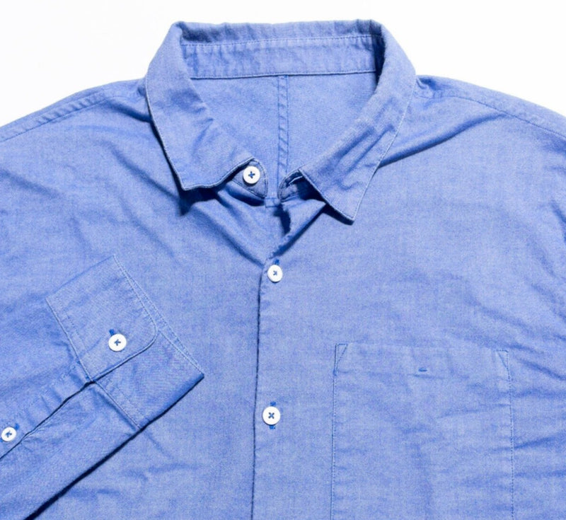 Lululemon Commission Shirt Men's Fits Large Long Sleeve Blue Oxford Button-Up