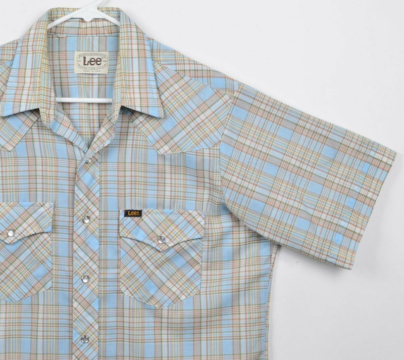 Vtg 70s LEE Men’s Sz XL? Pearl Snap Plaid Union Made X-Long Tails Western Shirt