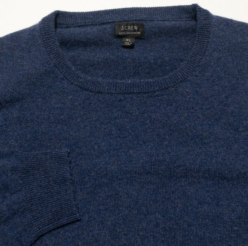 J. Crew Men's XL 100% Cashmere Solid Blue Crewneck Pullover Sweater
