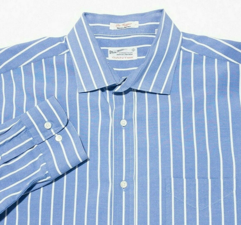 GANT The Hugger Dreamy Oxford Shirt Blue Striped Button-Front Men's XL