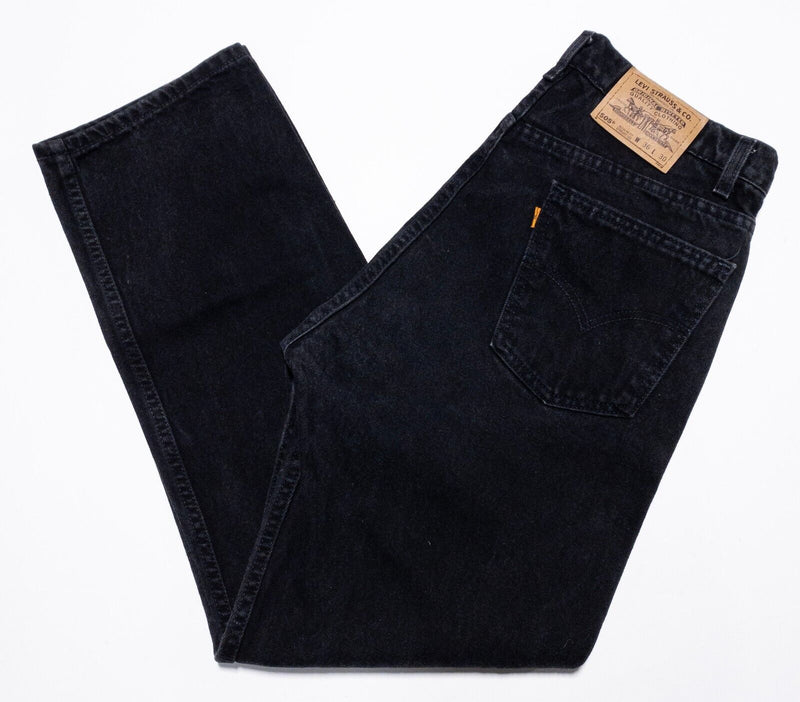 Vintage Levi's 505 Jeans Mens 36x30 Made in USA Black Denim Orange Tab Paper Tag