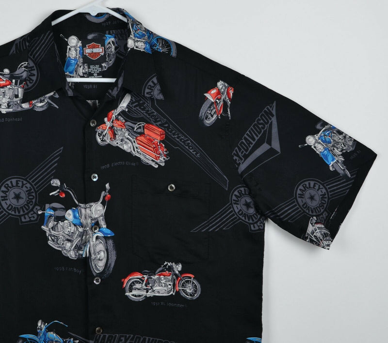 Harley Davidson Men's Sz Medium Tori Richard 100% Silk Motorcycle Hawaiian Shirt