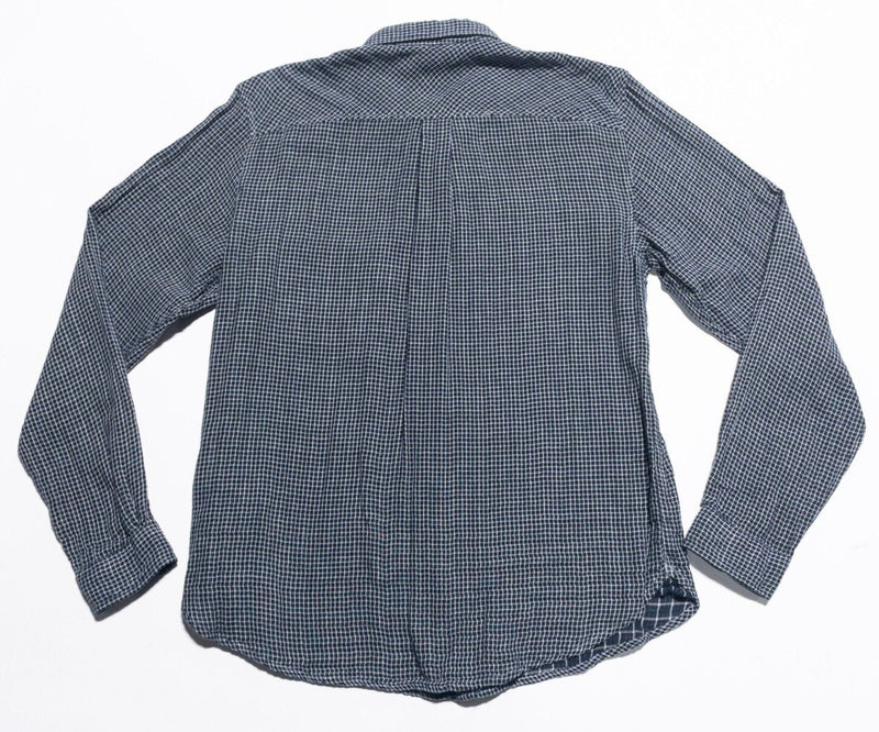 Carbon 2 Cobalt Shirt Mens Medium Long Sleeve Button-Front Woven Navy Blue Check