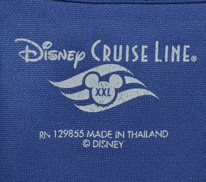 Disney Cruise Line Men's 2XL Blue Embroidered Polyester Wicking Golf Polo Shirt