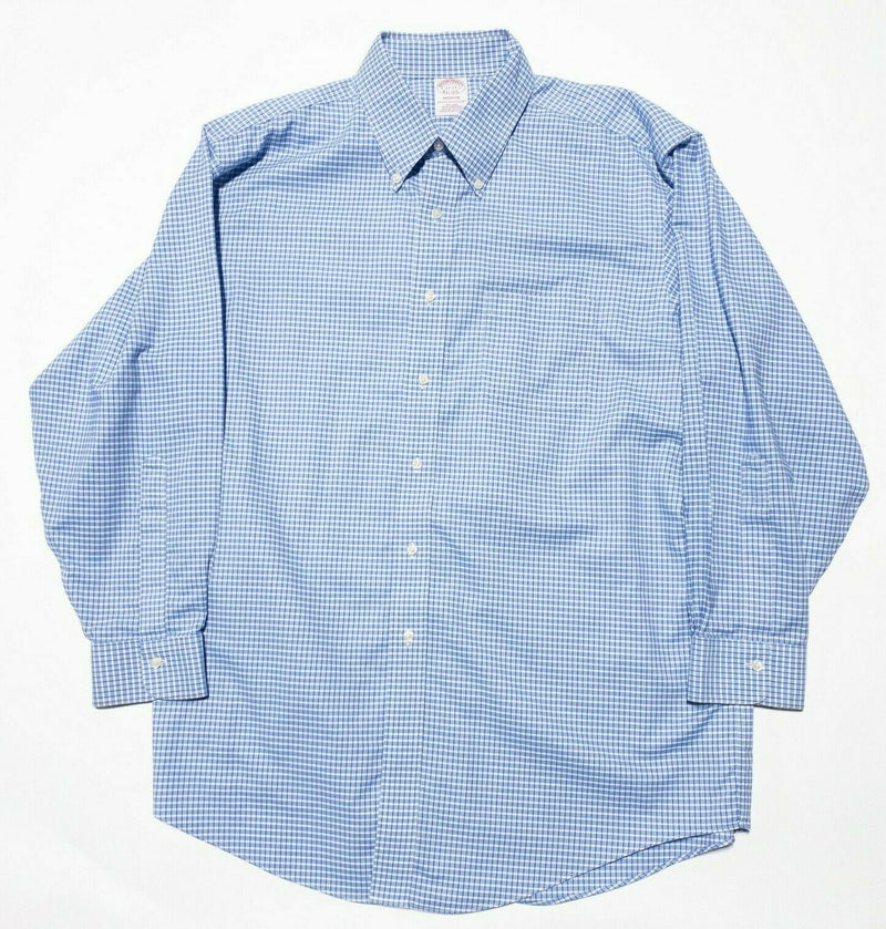 Brooks Brothers Men's 17-33 Non-Iron Button-Down Dress Shirt Blue Plaid Madison