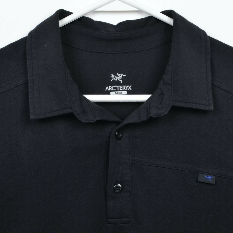 Arc'teryx Men's Medium Captive Polo Solid Black Cotton Blend Outdoor Polo Shirt