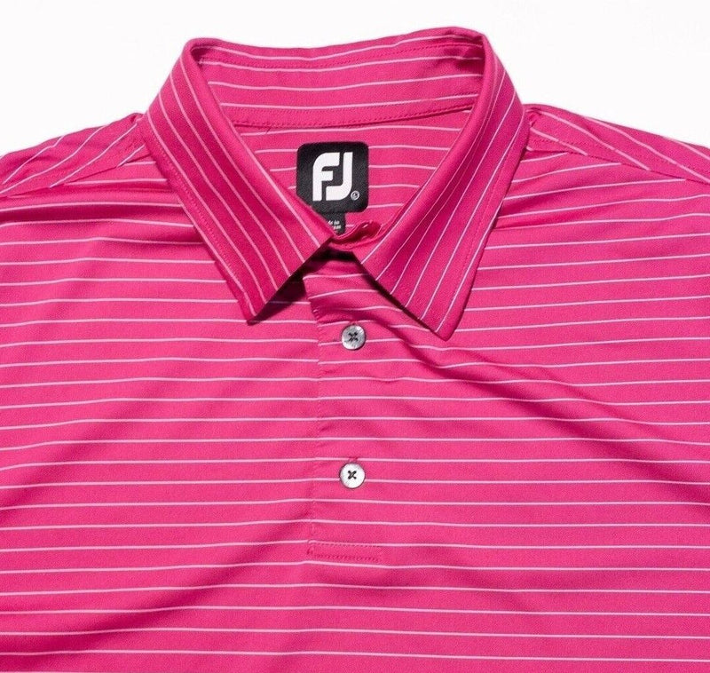 FootJoy Golf Polo Large Men's Hot Pink Striped Wicking Performance Stretch