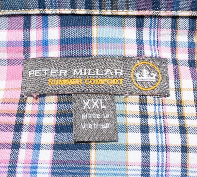 Peter Millar Summer Comfort Long Sleeve 2XL Men's Nylon Wicking Colorful Plaid