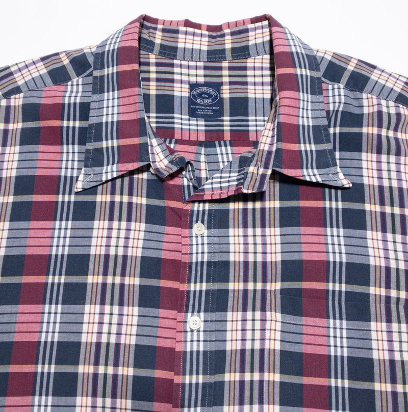 Brooks Brothers Shirt Men's 4XL Short Sleeve Button-Front Plaid Red Blue