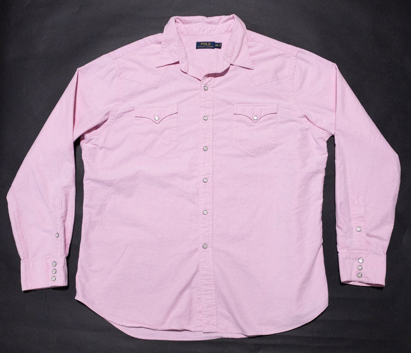 Polo Ralph Lauren Pearl Snap Western Shirt Men's 2XL Light Pink Long Sleeve