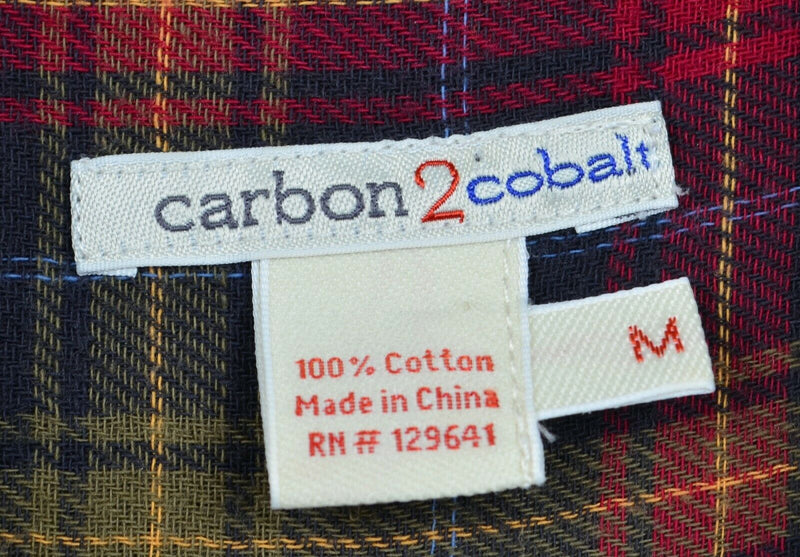 Carbon 2 Cobalt Men's Sz Medium Navy Blue Red Plaid Button-Front Flannel Shirt