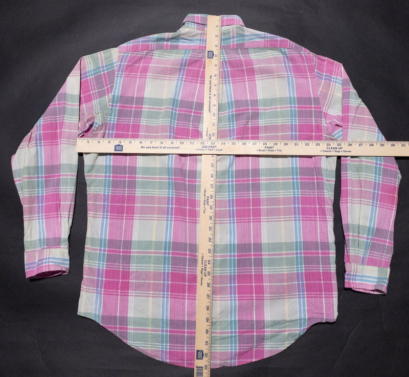 Polo Ralph Lauren Madras Shirt Men's Large Button-Down Pink Plaid Long Sleeve