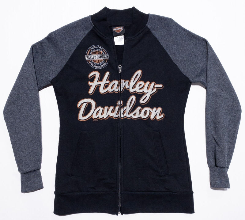 Harley-Davidson Sweatshirt Women's Small Full Zip Logo Biker Black Gray