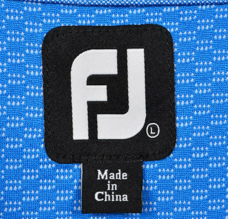 FootJoy Men's Large Blue Check FJ Golf Wicking Performance Polo Shirt