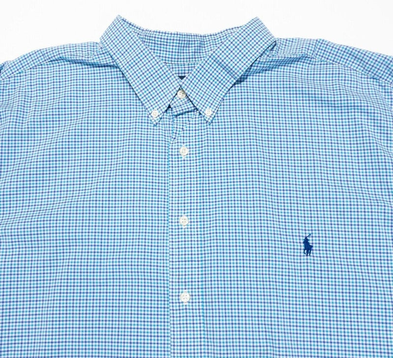 Polo Ralph Lauren 4XB Long Sleeve Men's Shirt Blue Check Big & Tall 4XL Big