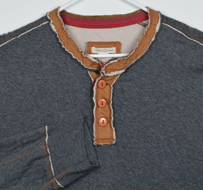 Carbon 2 Cobalt Men's XL Kinetic Henley Collar Heather Gray Pullover Sweatshirt