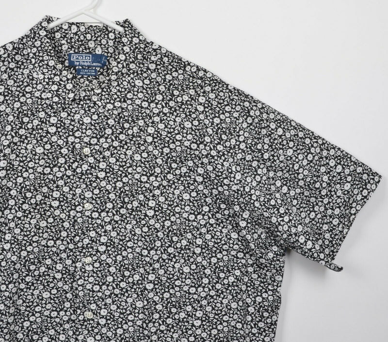 Polo Ralph Lauren Men's XL Floral Black White Clayton Button-Front Camp Shirt