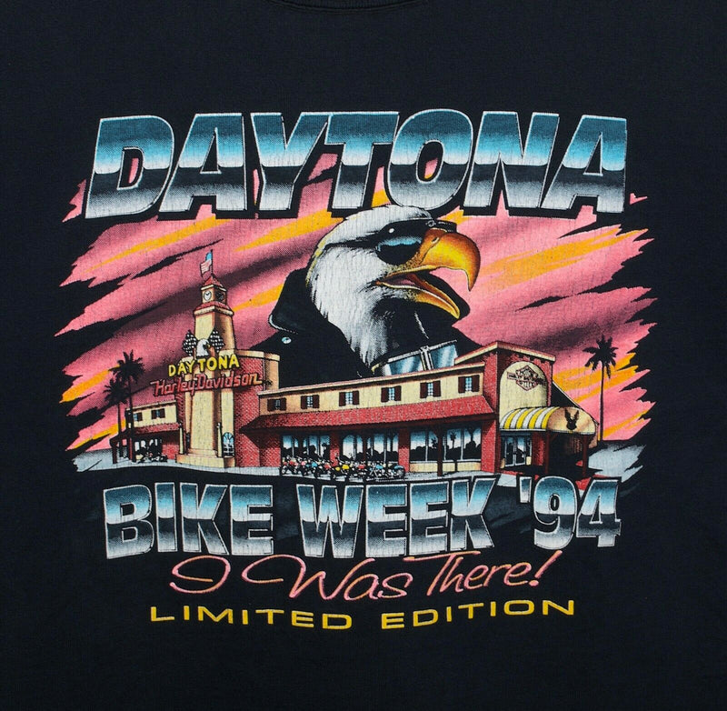 Vintage 1994 Daytone Bike Week Men's Large? Harley-Davidson Neon Chrome T-Shirt