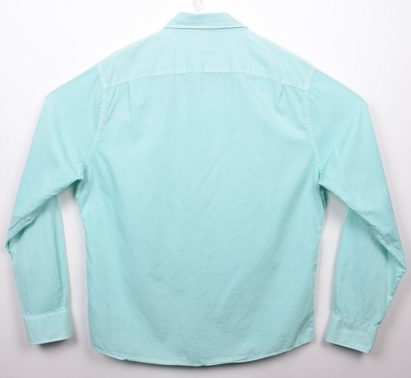 Faherty Men Large Cotton Tencel Spandex Blend Mint Green/Aqua Button-Down Shirt