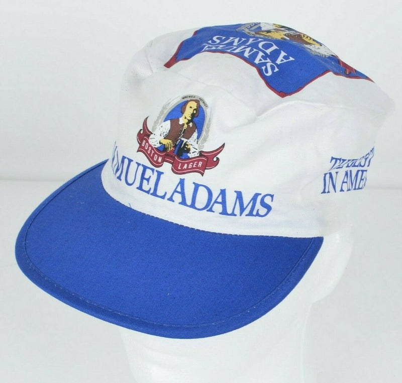 Vtg Samuel Adams Men's Boston Lager White Blue Beer Adjustable Painters Hat