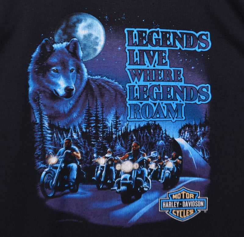 Vtg 1994 Harley-Davidson Men's Sz XL Wolf Legends Live Black Holoubek T-Shirt