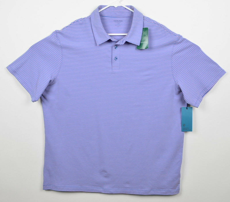 Fairlane Stitch Fix Men's Sz 2XL Purple Blue Stripe UV SPF 30 Polo Shirt