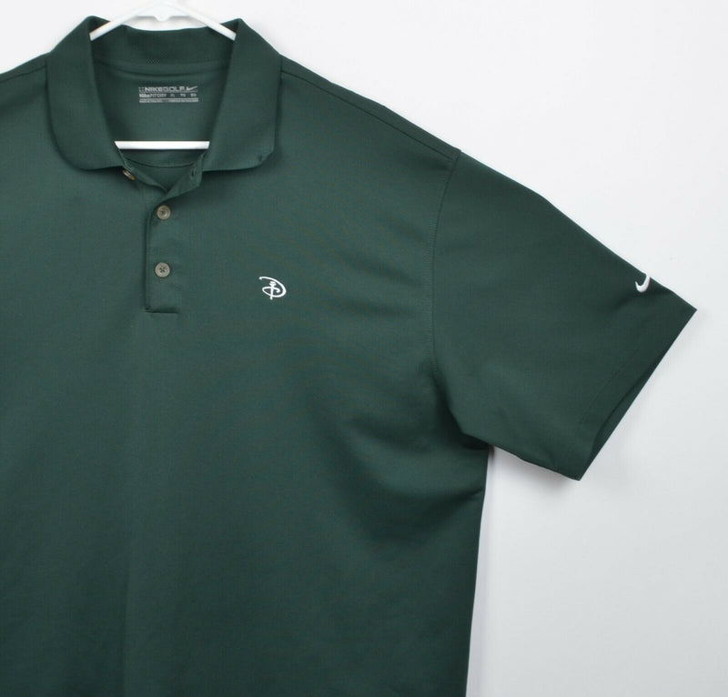 Disney Golf Men's Sz XL Nike Golf Dri-Fit Forest Green Performance Polo Shirt