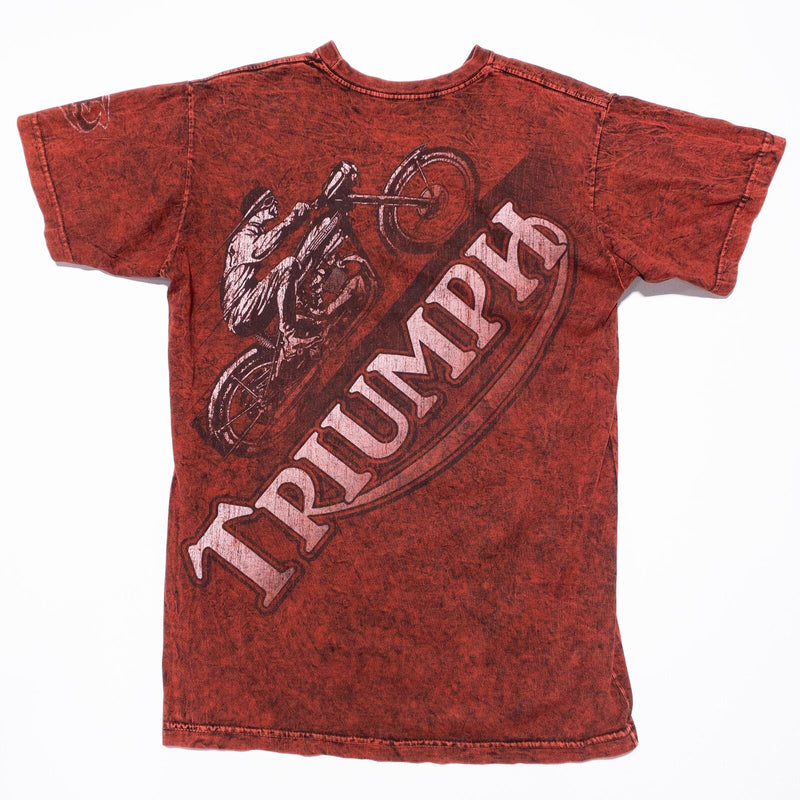 Triumph Motorcycles T-Shirt Men's Medium Reversible Biker Red Distressed Y2K