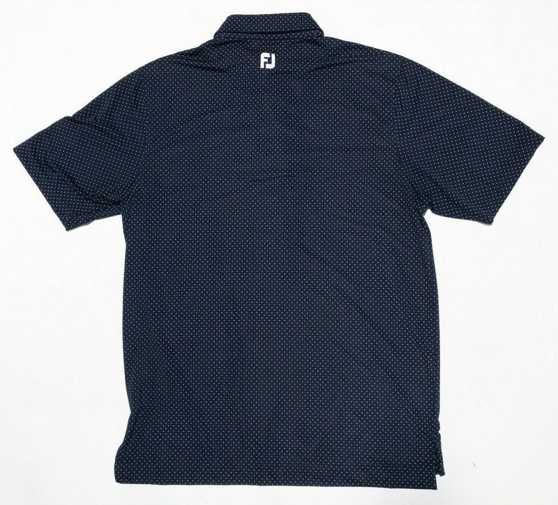 FootJoy Golf Shirt Large Men's Stretch Lisle Dot Print Polo Navy Blue Wicking