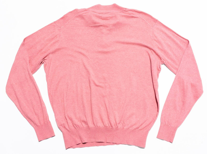 Peter Millar Crown Soft Sweater Men's Large Pink Cotton Silk 1/4 Zip Pullover