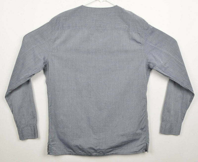 AllSaints Men's Sz Medium Slim Fit Band Collar Gray Reserve LS Shirt
