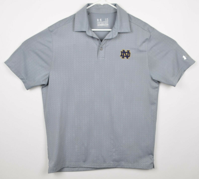 Notre Dame Men's Sz Large Under Armour Coldblack Heat Gear Gray Golf Polo Shirt