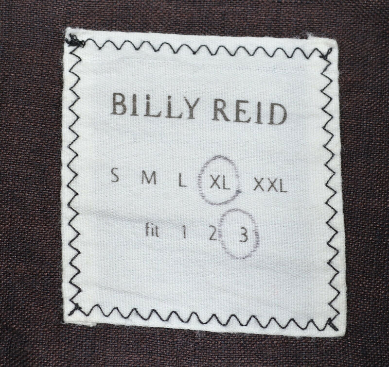 Billy Reid Men's Sz XL (Fit 3) 100% Linen Solid Brown Button-Front Shirt
