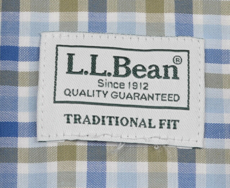 L.L. Bean Men's LT Large Tall Traditional Fit Blue Plaid Check Button-Down Shirt