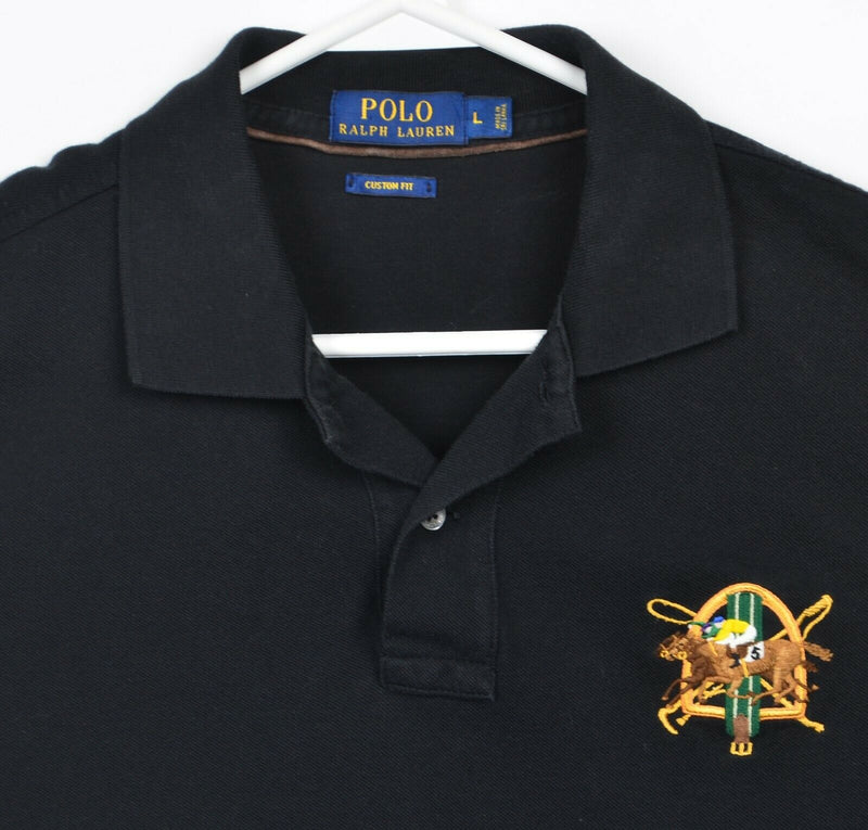Polo Ralph Lauren Men's Large Embroidered Big Pony Equestrian Black Polo Shirt