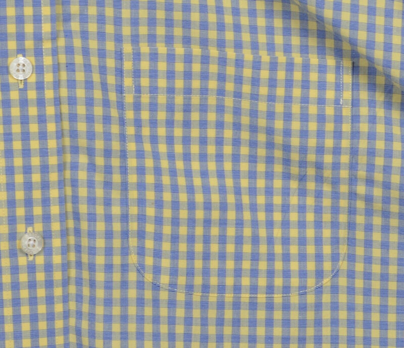 Brooks Brothers Men's XL Regular Yellow Blue Check Non-Iron Button-Down Shirt