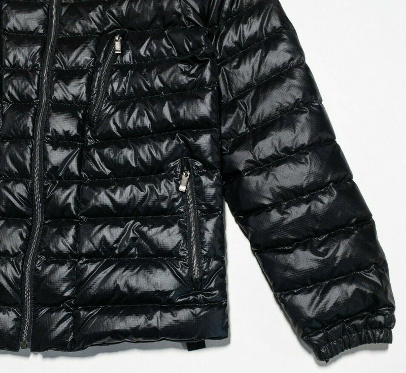 Zegna Sport Down Puffer Jacket Solid Black Full Zip Designer Men's Large