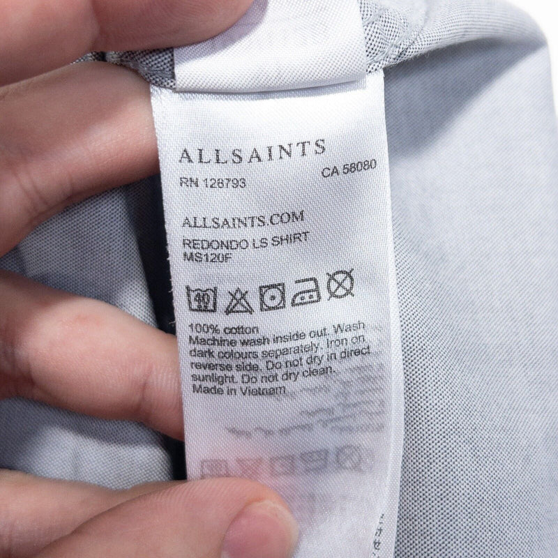 AllSaints Shirt Men's XL Redondo LS Gray Ramskull Logo Long Sleeve Designer