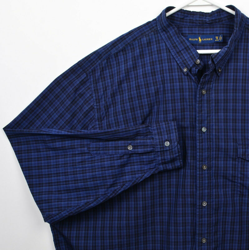 Polo Ralph Lauren Men's 3XB (3XL Big) Navy Blue Plaid Button-Down Shirt