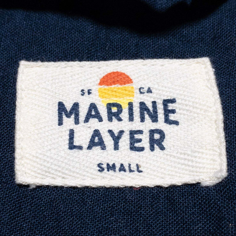 Marine Layer Shirt Men's Small Martini Glass Print Button-Up Navy Blue